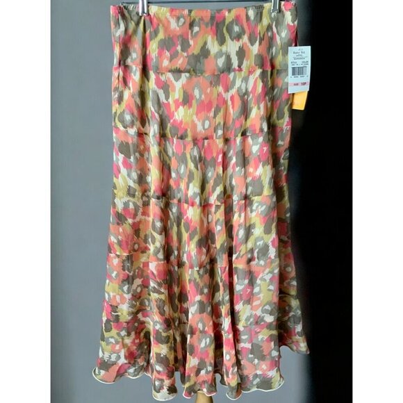 Chic Boho Womens Petite Multicolor Floral Lined A Line Skirt Ruby Rd NEW 10P - Picture 1 of 7